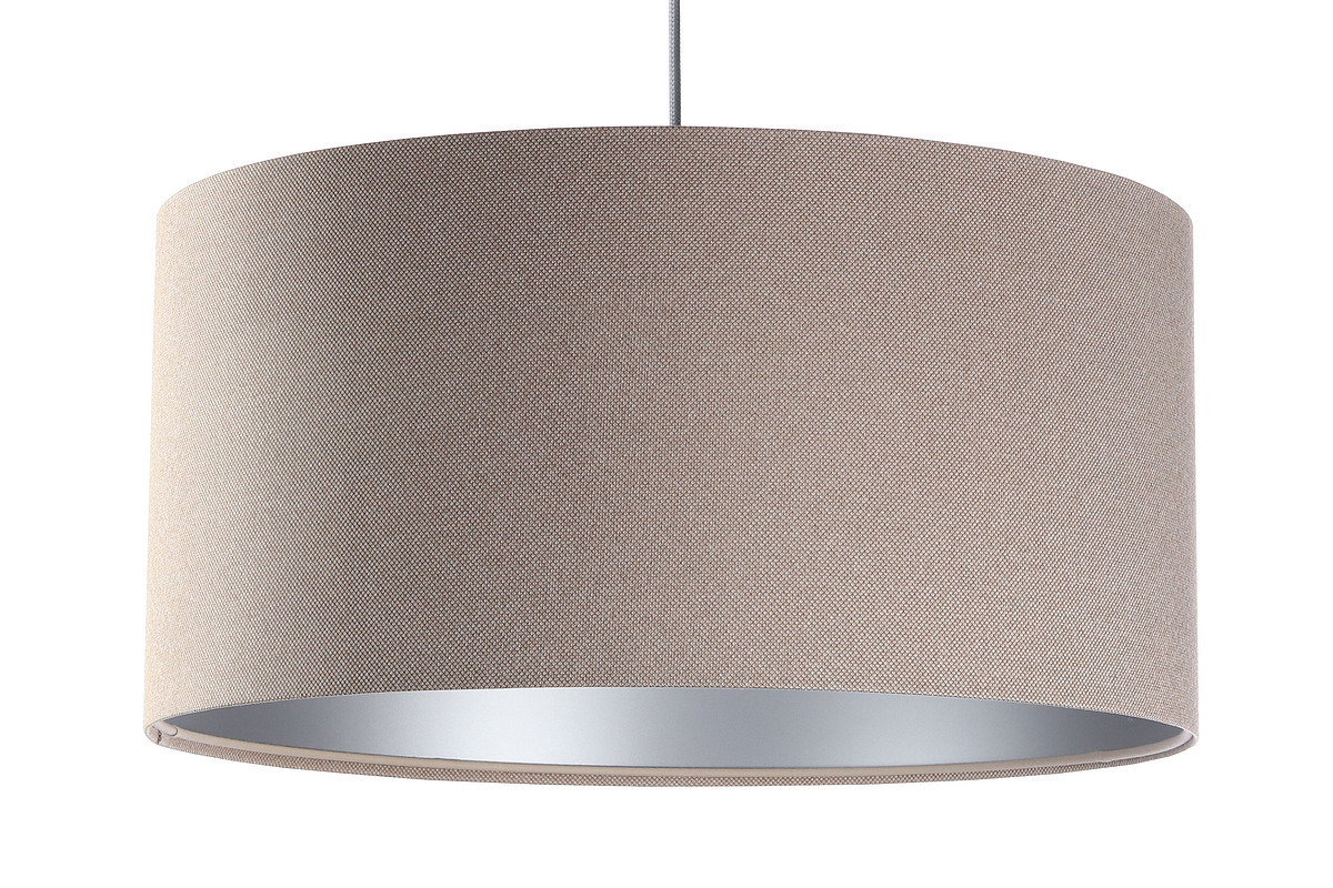 View Hanging lamp Leather E27 60W upholstered material, beige, silver Hanging lamp Leather E27 60W upholstered material, beige, silver