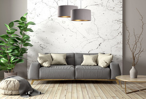 Pendant lamp with shade Leather gray, gold E27 60W 5 Pendant lamp with shade Leather gray, gold E27 60W small 5