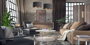 Round leather chandelier dark gray, copper E27 60W 5 Round leather chandelier dark gray, copper E27 60W small 5