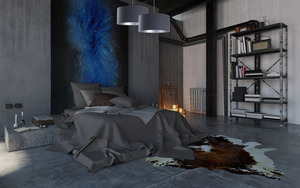 Hanging ceiling lamp for the living room Leather navy blue / silver E27 60W small 5