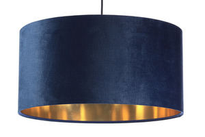 Leather - navy blue hanging lamp, velvet fabric, gold E27 60W 6 Leather - navy blue hanging lamp, velvet fabric, gold E27 60W small 6