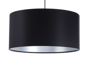 Black leather hanging lamp 60W E27 silver, roller, satin small 7