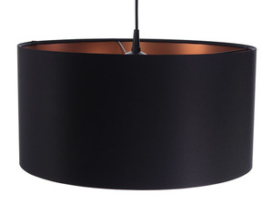 Black Leather 60W E27 hanging lamp copper, satin small 3