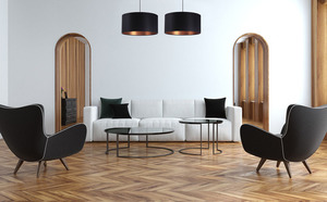 Black Leather 60W E27 hanging lamp copper, satin small 6