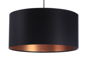 Black Leather 60W E27 hanging lamp copper, satin small 7