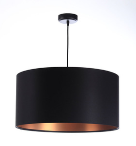 Black Leather 60W E27 hanging lamp copper, satin small 0