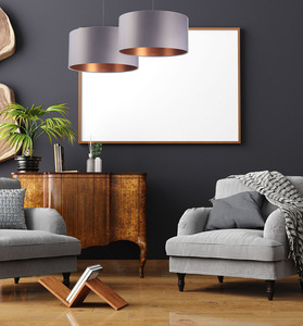 Copper chandelier, gray Leather 60W E27 satin lampshade, roller 6 Copper chandelier, gray Leather 60W E27 satin lampshade, roller small 6