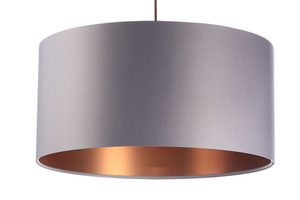 Copper chandelier, gray Leather 60W E27 satin lampshade, roller 7 Copper chandelier, gray Leather 60W E27 satin lampshade, roller small 7