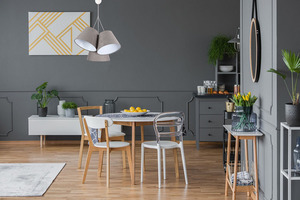 Three-point hanging lamp BUCKET E27 60W gray / white, suede 1 Three-point hanging lamp BUCKET E27 60W gray / white, suede small 1