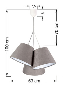Three-point hanging lamp BUCKET E27 60W gray / white, suede 6 Three-point hanging lamp BUCKET E27 60W gray / white, suede small 6