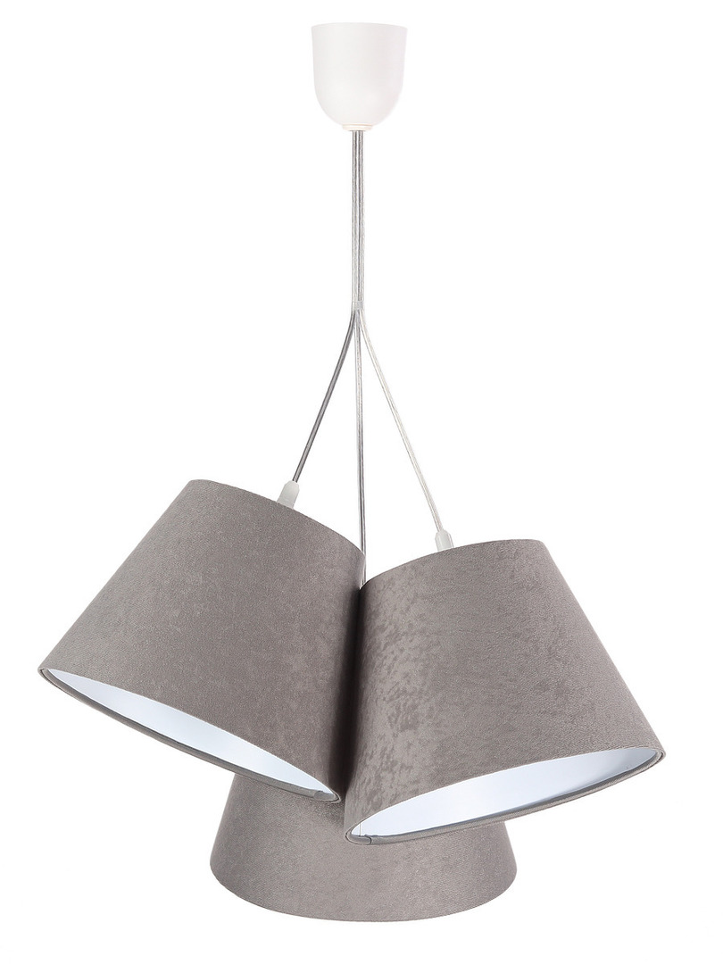 Check Three-point hanging lamp BUCKET E27 60W gray / white, suede Three-point hanging lamp BUCKET E27 60W gray / white, suede