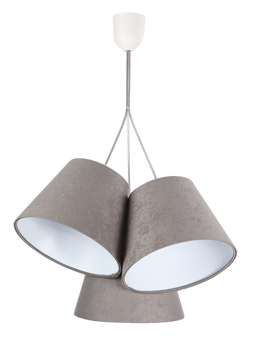 Check Three-point hanging lamp BUCKET E27 60W gray / white, suede Three-point hanging lamp BUCKET E27 60W gray / white, suede