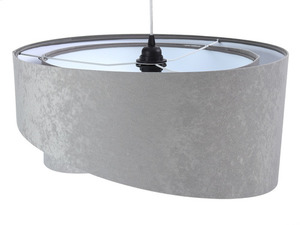Asymmetric hanging lamp Elegance 60W E27 velor, gray / white small 3