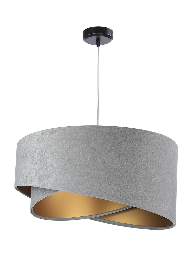Check Gray pendant lamp Elegance 60W E27 asymmetrical gold velor Gray pendant lamp Elegance 60W E27 asymmetrical gold velor