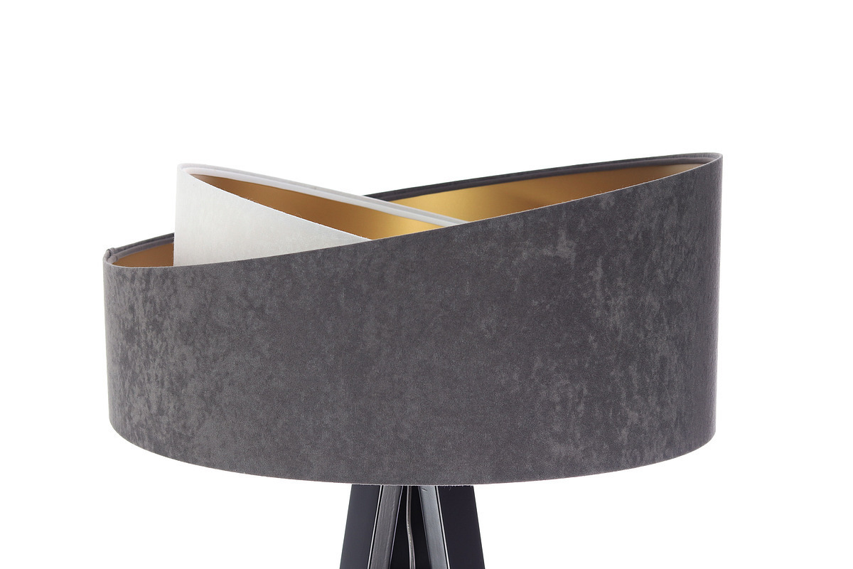 Display Lamp on a Crown 60W E27 tripod velor, gray / white / gold Lamp on a Crown 60W E27 tripod velor, gray / white / gold