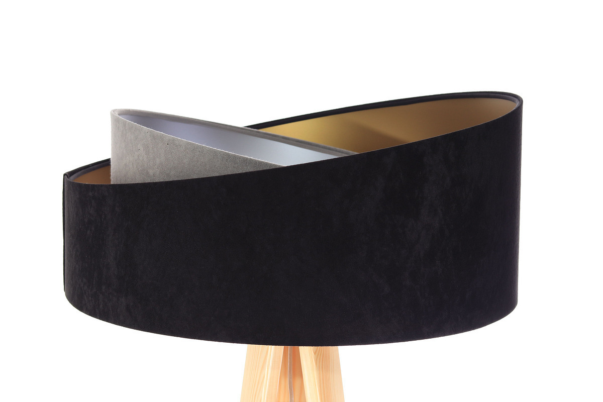 View Floor lamp black Crown 60W E27 velor, gray / gold / silver Floor lamp black Crown 60W E27 velor, gray / gold / silver