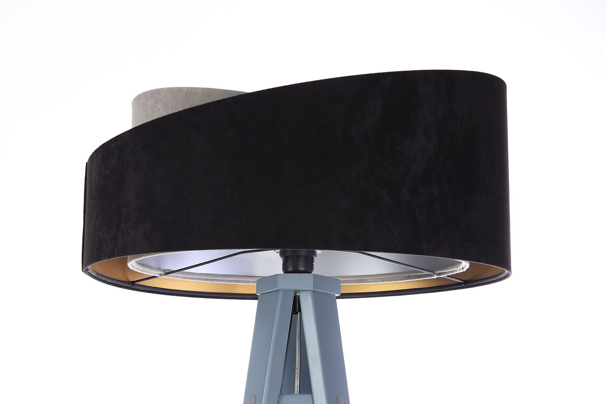 Display Floor lamp black Crown 60W E27 velor, gray / gold / silver Floor lamp black Crown 60W E27 velor, gray / gold / silver