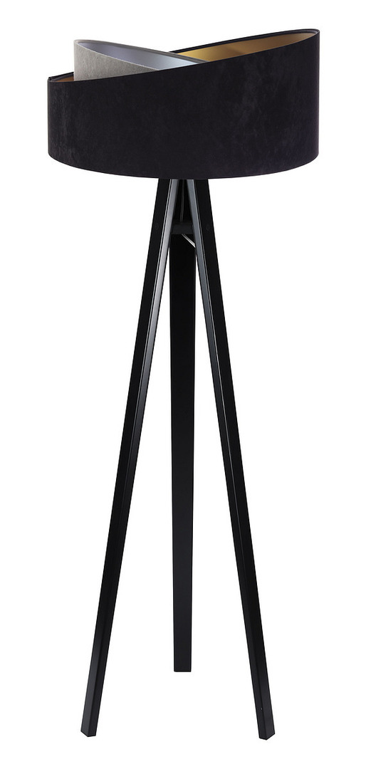 Show Floor lamp black Crown 60W E27 velor, gray / gold / silver Floor lamp black Crown 60W E27 velor, gray / gold / silver