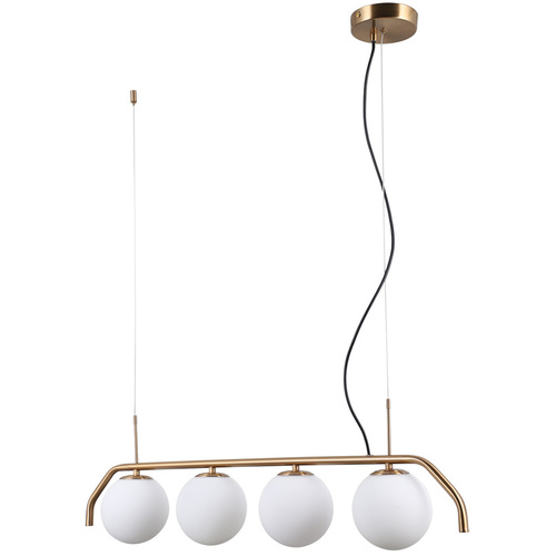 Check Italux Carimi 4-Light Brass White Glass LED Pendant Light PND-3300-4-HBR