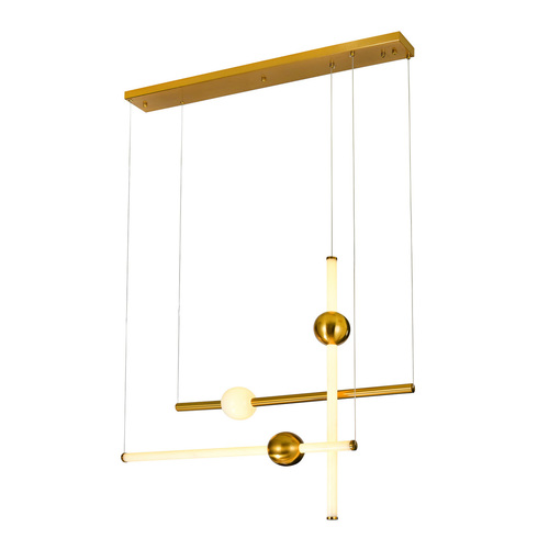 Check Italux LED Pendant Light Brass White 3-Light Modern PND-16357-CA-3