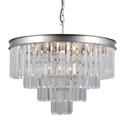 Check Italux Verdes Pendant Lamp 56 cm Silver Crystal Glass E14 8-Light PND-44372-8A-SLVR-BRW