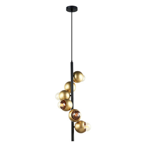 Check Italux Malmo 6-Light Pendant Lamp Black Gold Steel E27 PEN-5104-6-BKGD