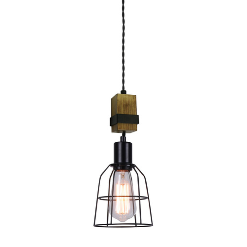 Check Italux Ponte Black E27 Retro Pendant Light PND-4290-1-L