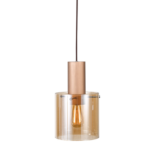 Check Italux Javier Brown Glass Pendant Light E27 20 cm MD17076-1A