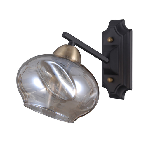 Check Italux Bastiano E14 Black Cognac Glass Retro Wall Sconce WL-43399-1
