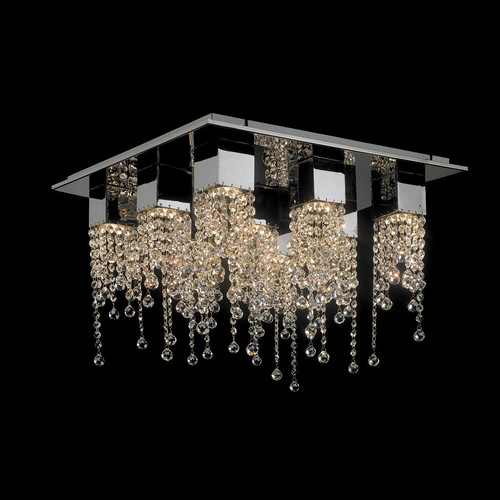 Check Italux Larix 9-Light Crystal Chrome GU10 Ceiling Lamp MX93708-9B