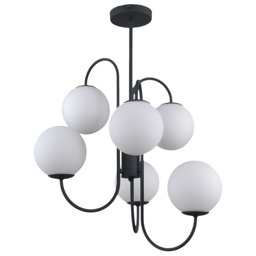 Check Italux Black 6-Light LED Pendant Lamp Steel Glass Retro PND-5500-6-BK