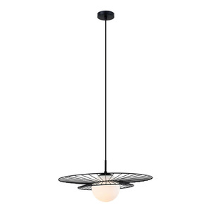 Italux Pendant Light Black White Glass E27 MDM-4001/1 BK small 1