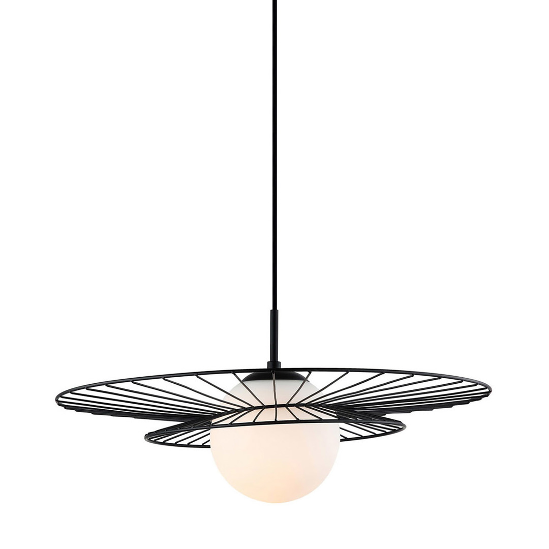 Italux Pendant Light Black White Glass E27 MDM-4001/1 BK
