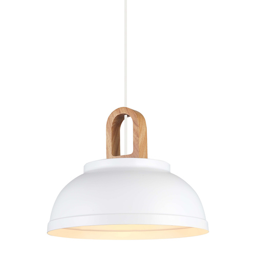 Check Italux Danito White Wooden Pendant Light E27 30 cm MDM3153/1M W
