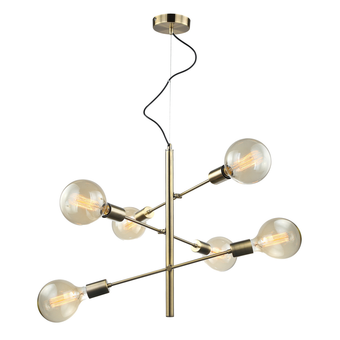 Pendant Light Italux Madalyn 6-Light Brown Steel E27 MDM3582/6 AB