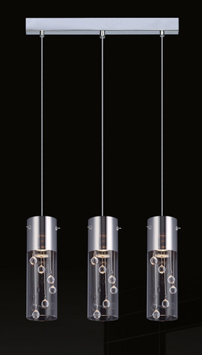 Check Italux Cordell 3-Light GU10 Chrome Glass Pendant Lamp MDM1835-3