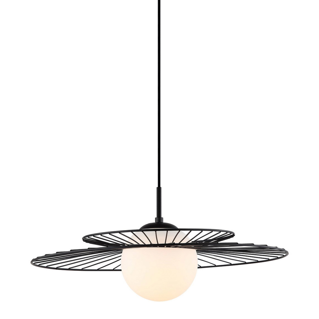 Italux Black Pendant Lamp E27 Steel Glass 15 cm MDM-4000/1 BK
