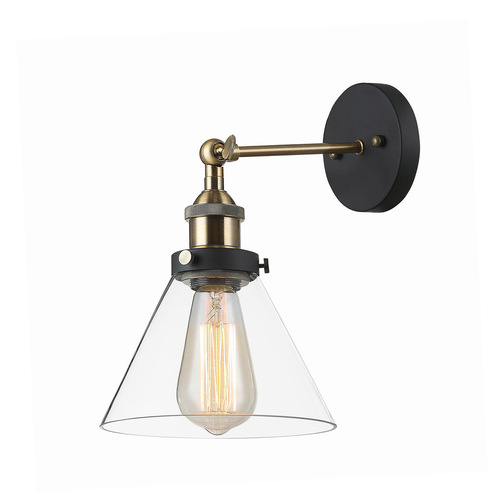 Check Italux Getan E27 Black Glass Metal Wall Sconce MBM-2564/1